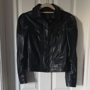 Truth Black Faux Leather Women's Cropped Jacket. Size XS
